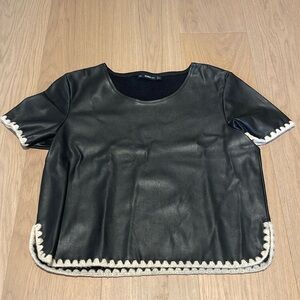 Zara Black Faux Leather Top